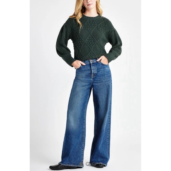 Splendid Leonie Bobble Sweater Balloon Sleeves Speckle Green Size XS Cotton Wool - Picture 3 of 12